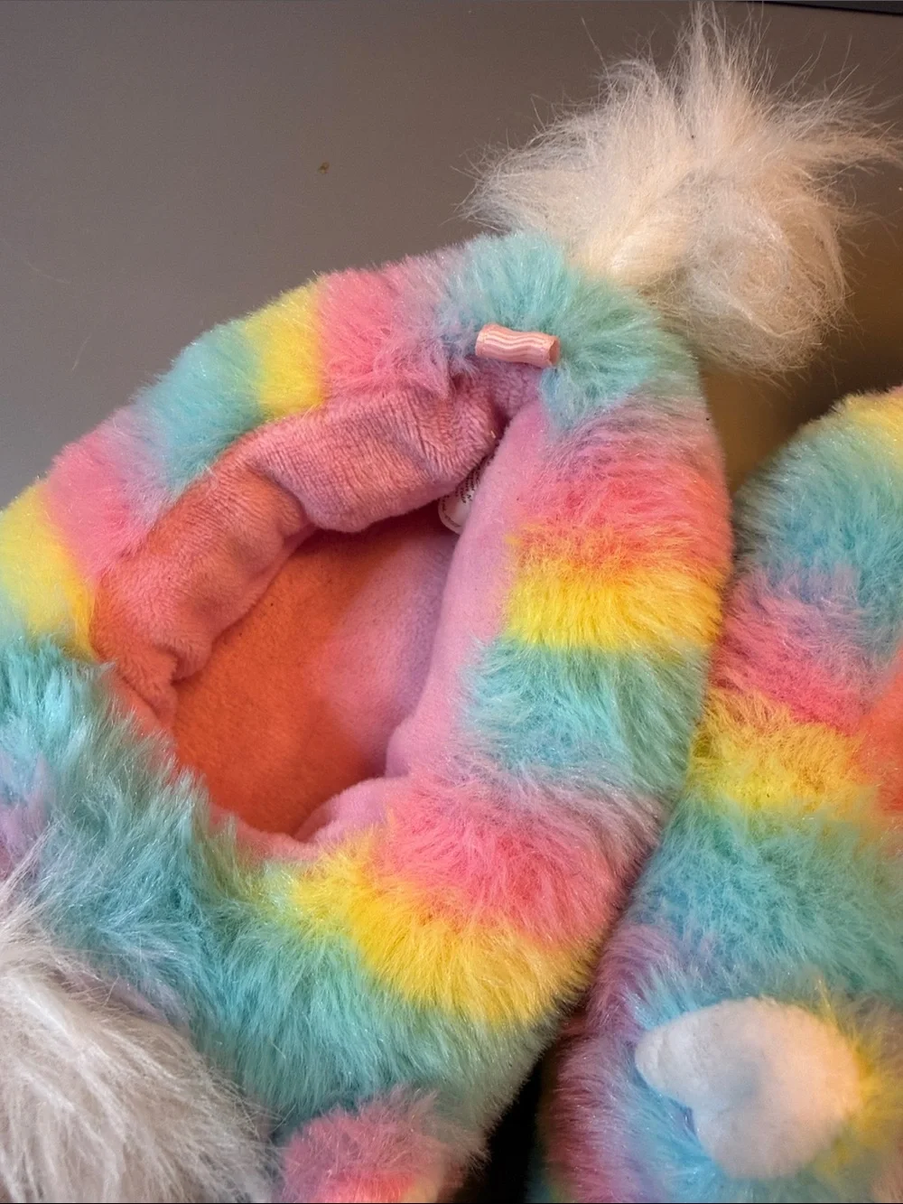 Wonder Nation Pastel Rainbow Unicorn Little Girl Slippers - Pink, Blue, Yellow